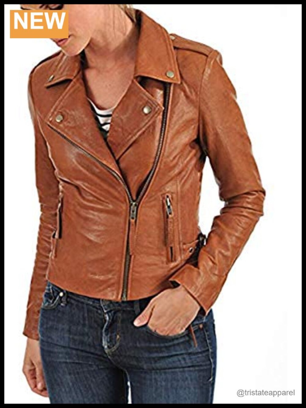 Genuine Lambskin Leather Moto Biker Jacket Winter Wear Handmade